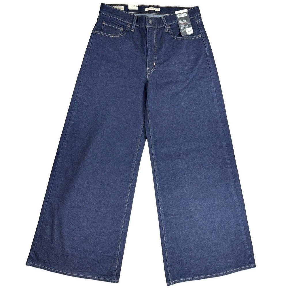 Levi's 728 Jeans Women's 32x32 Premium High-Rise Wide Leg Denim Stretch Blue NWT - Picture 2 of 15